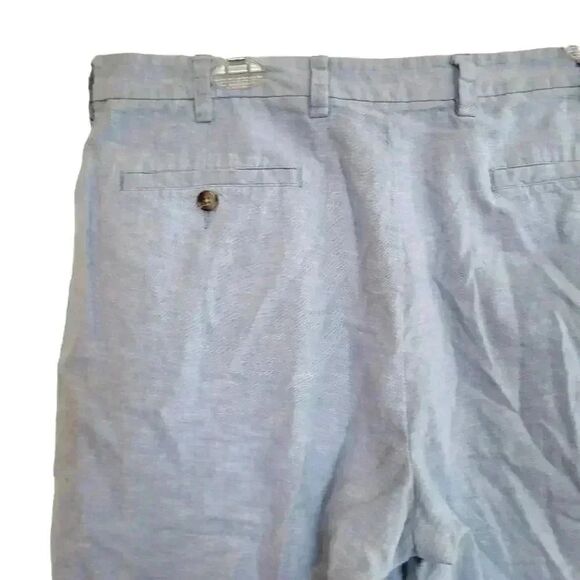 Broletto Men's Light Blue Linen/Cotton Flat Front Chino Shorts - Picture 6 of 11
